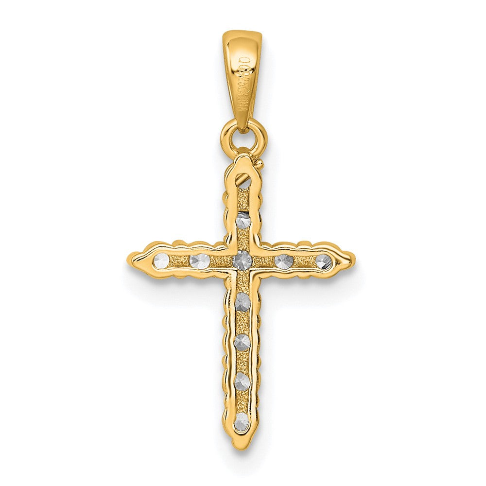 Sterling Silver Gold-tone CZ Cross Pendant QC5337GP