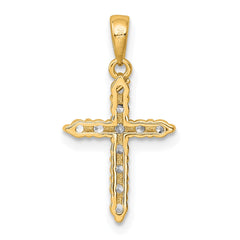 Sterling Silver Gold-tone CZ Cross Pendant QC5337GP