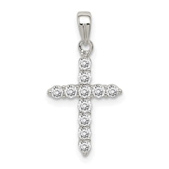 Sterling Silver Rhodium-plated CZ Cross Pendant QC5337