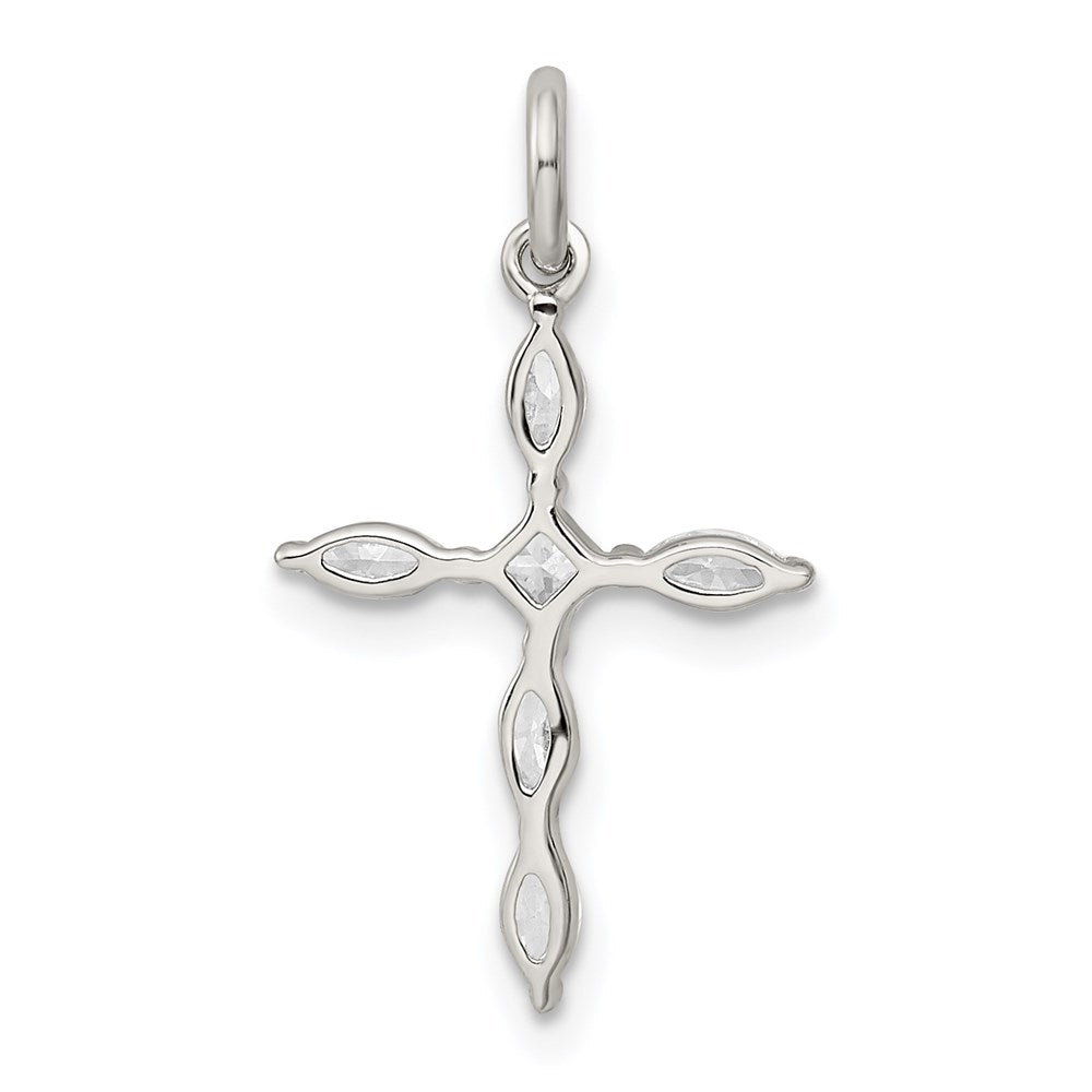 Sterling Silver Rhodium-plated CZ Cross Charm QC5339