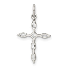 Sterling Silver Rhodium-plated CZ Cross Charm QC5339