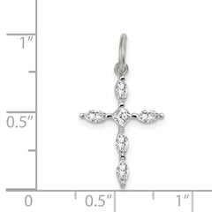 Sterling Silver Rhodium-plated CZ Cross Charm QC5339