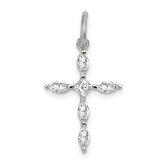 Sterling Silver Rhodium-plated CZ Cross Charm QC5339