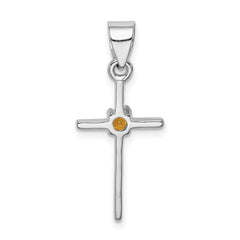 Sterling Silver Rhodium-platedCitrine Cross Pendant QC5380
