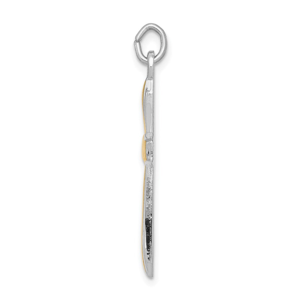 Sterling Silver Rhodium-plated & 18k Gold-plated Cross Pendant QC5388