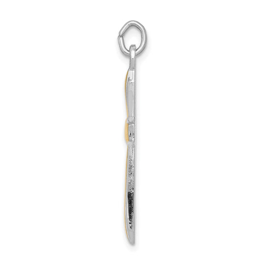 Sterling Silver Rhodium-plated & 18k Gold-plated Cross Pendant QC5388