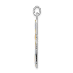 Sterling Silver Rhodium-plated & 18k Gold-plated Cross Pendant QC5388