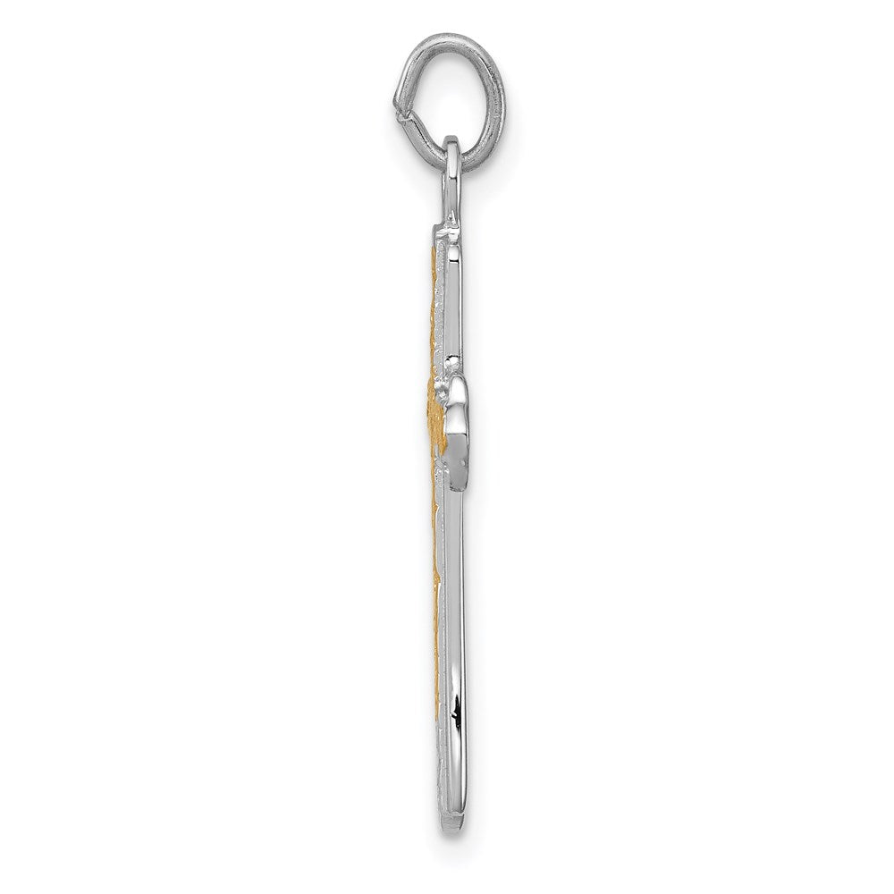 Sterling Silver Rhodium-plated & 18k Gold-plated Cross Charm QC5393