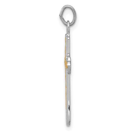 Sterling Silver Rhodium-plated & 18k Gold-plated Cross Charm QC5393