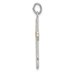 Sterling Silver Rhodium-plated & 18k Gold-plated Cross Charm QC5393