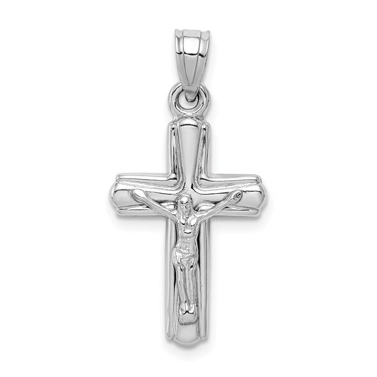 Sterling Silver Rhodium-plated Hollow Crucifix Pendant QC5403