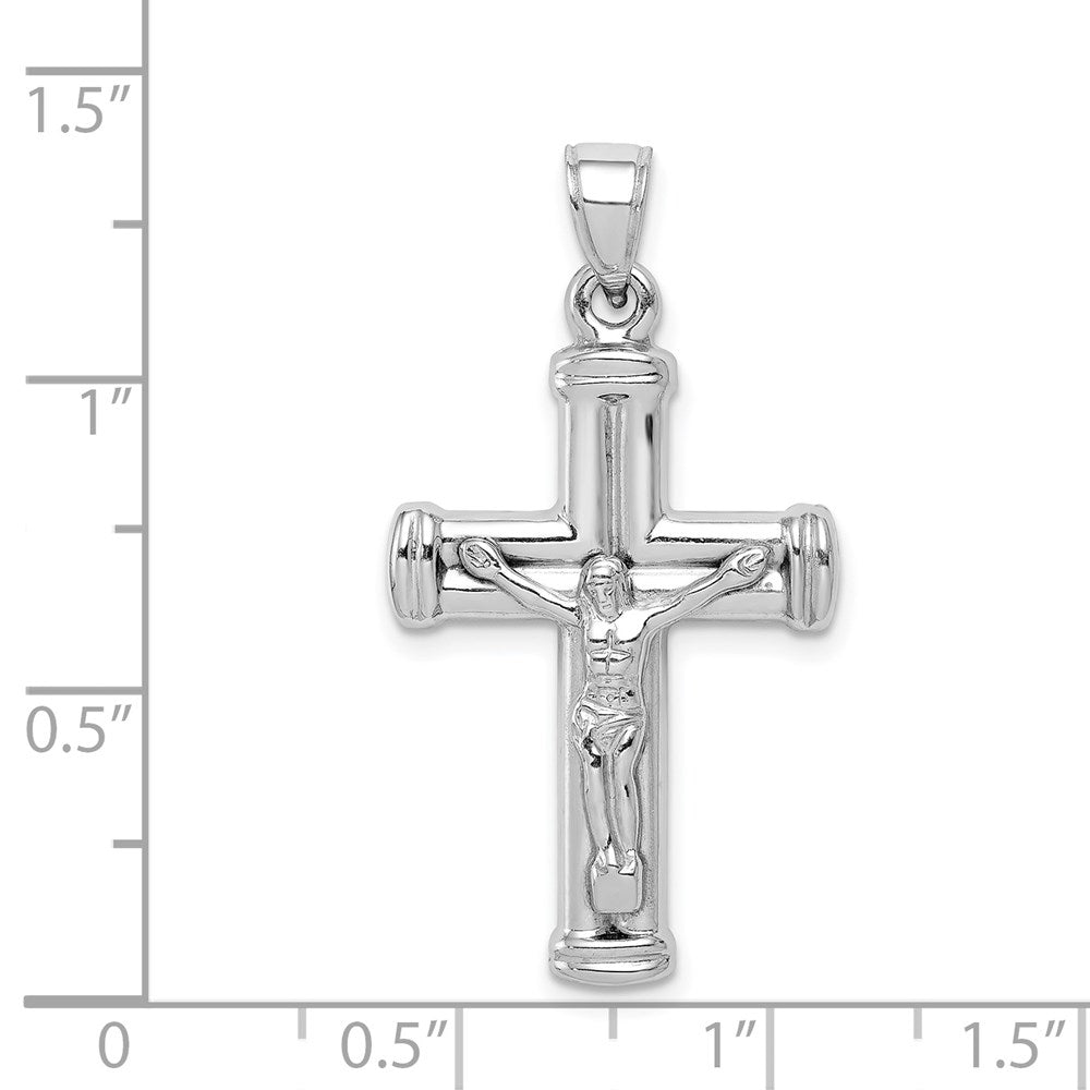 Sterling Silver Rhodium-plated Hollow Latin Crucifix Pendant QC5404