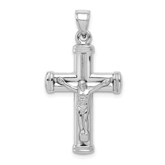 Sterling Silver Rhodium-plated Hollow Latin Crucifix Pendant QC5404