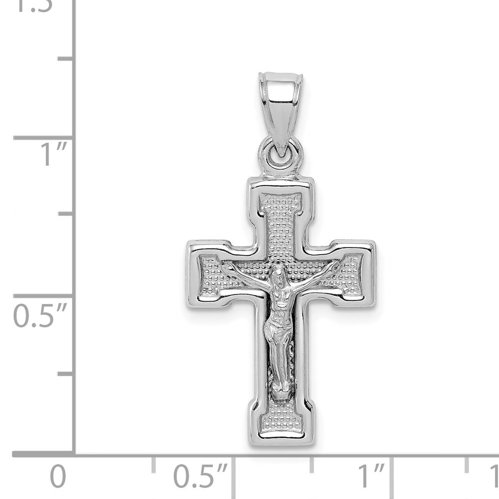 Sterling Silver Rhodium-plated Hollow Latin Crucifix Pendant QC5405