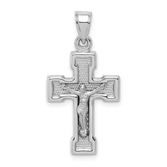 Sterling Silver Rhodium-plated Hollow Latin Crucifix Pendant QC5405