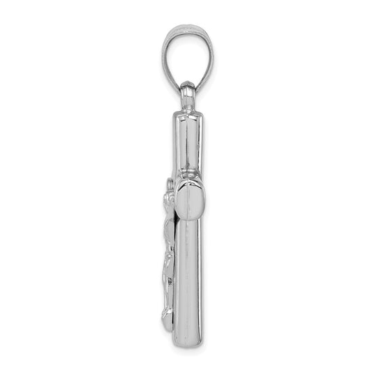 Sterling Silver Rhodium-plated Hollow Latin Crucifix Pendant QC5406