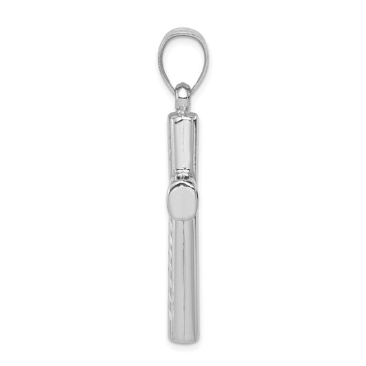 Sterling Silver Rhodium-plated Diamond -Cut Cross Pendant QC5409