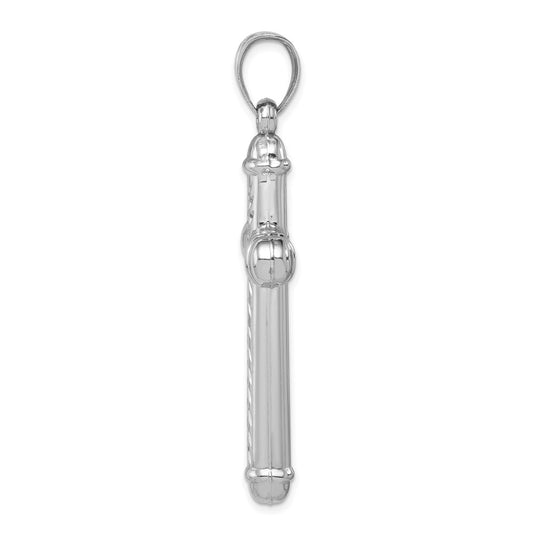 Sterling Silver Rhodium-plated Diamond -Cut Reversible Cross Pendant QC5410