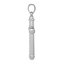 Sterling Silver Rhodium-plated Diamond -Cut Reversible Cross Pendant QC5410