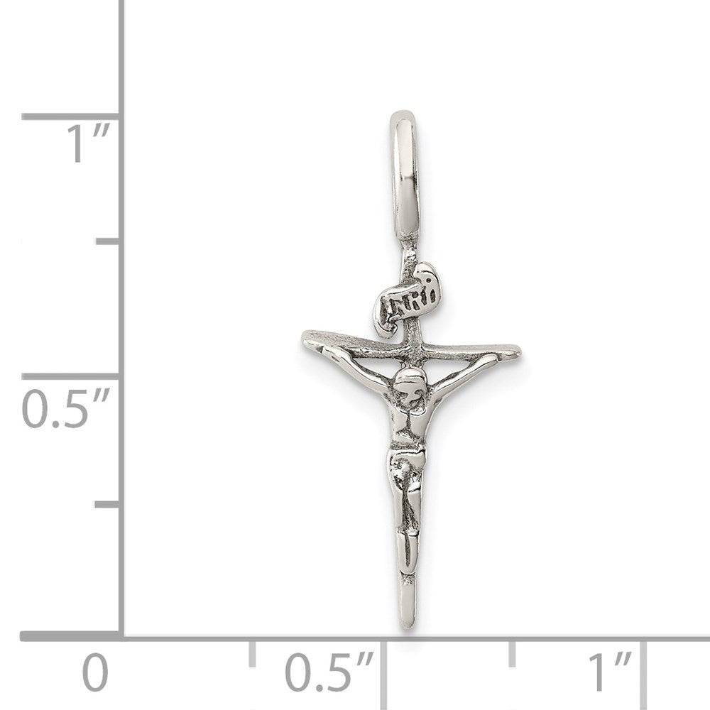Sterling Silver Antiqued INRI Crucifix Pendant QC5411