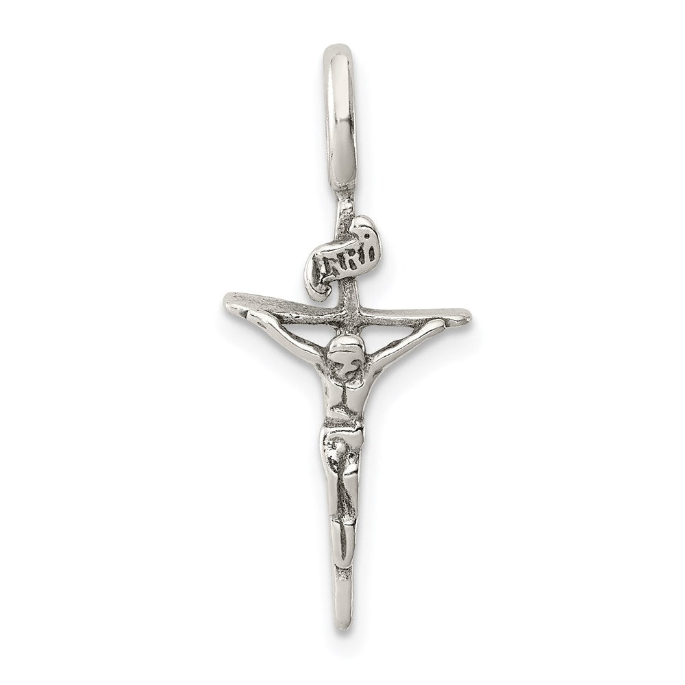 Sterling Silver Antiqued INRI Crucifix Pendant QC5411