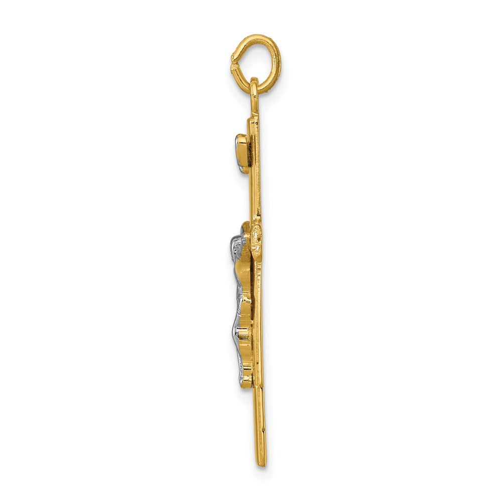 Sterling Silver Rhodium-plated & 18k Gold-plated Crucifix Pendant QC5427