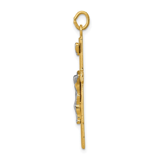 Sterling Silver Rhodium-plated & 18k Gold-plated Crucifix Pendant QC5427