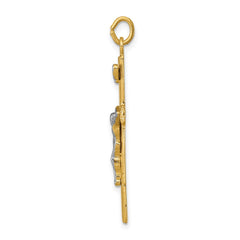 Sterling Silver Rhodium-plated & 18k Gold-plated Crucifix Pendant QC5427