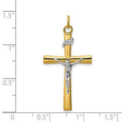 Sterling Silver Rhodium-plated & 18k Gold-plated Crucifix Pendant QC5427