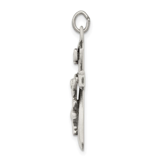 Sterling Silver Antiqued INRI Crucifix Pendant QC5437