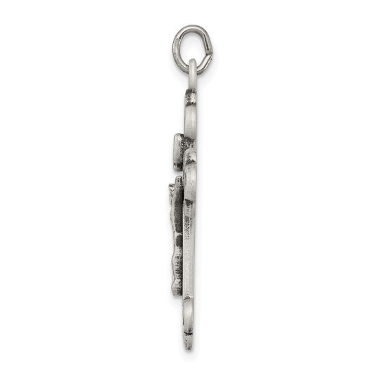 Sterling Silver Antiqued INRI Crucifix Pendant QC5438