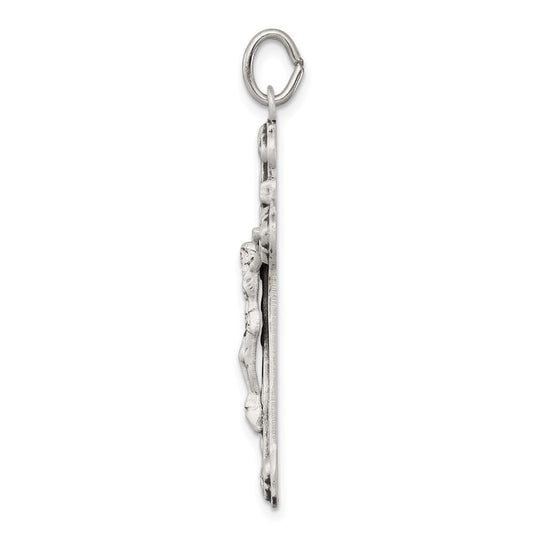 Sterling Silver Antiqued INRI Crucifix Pendant QC5439