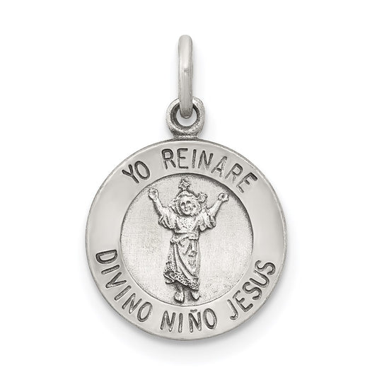 Sterling Silver Antiqued Divino Nino Medal (Divine Infant Jesus) QC5476