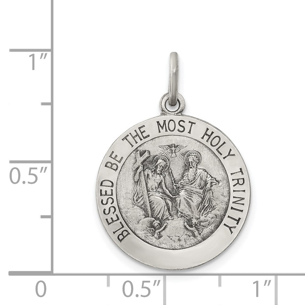 Sterling Silver Antiqued Holy Trinity Medal QC5477