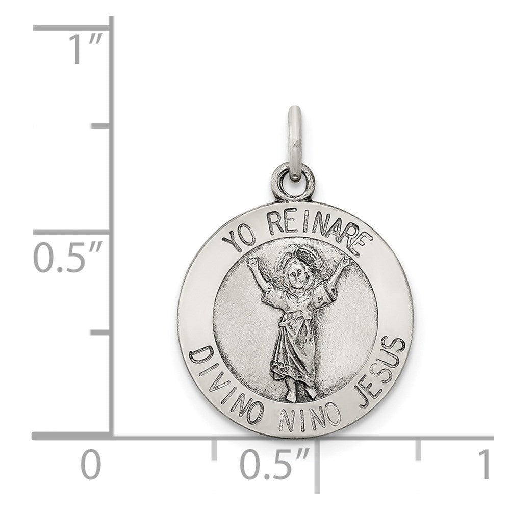 Sterling Silver Antiqued Divino Nino Medal (Divine Infant Jesus) QC5486