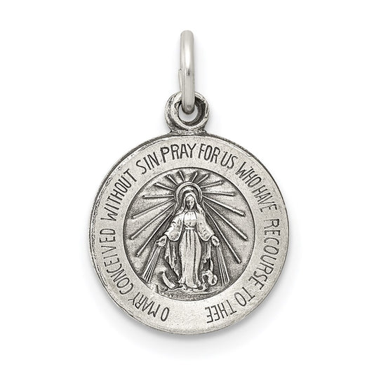 Sterling Silver Antiqued Miraculous Medal QC5500