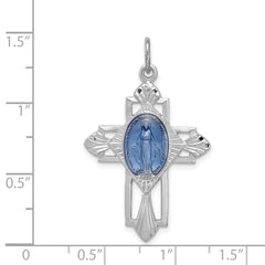 Sterling Silver Rhodium-plated Miraculous Medal Cross Pendant QC5501