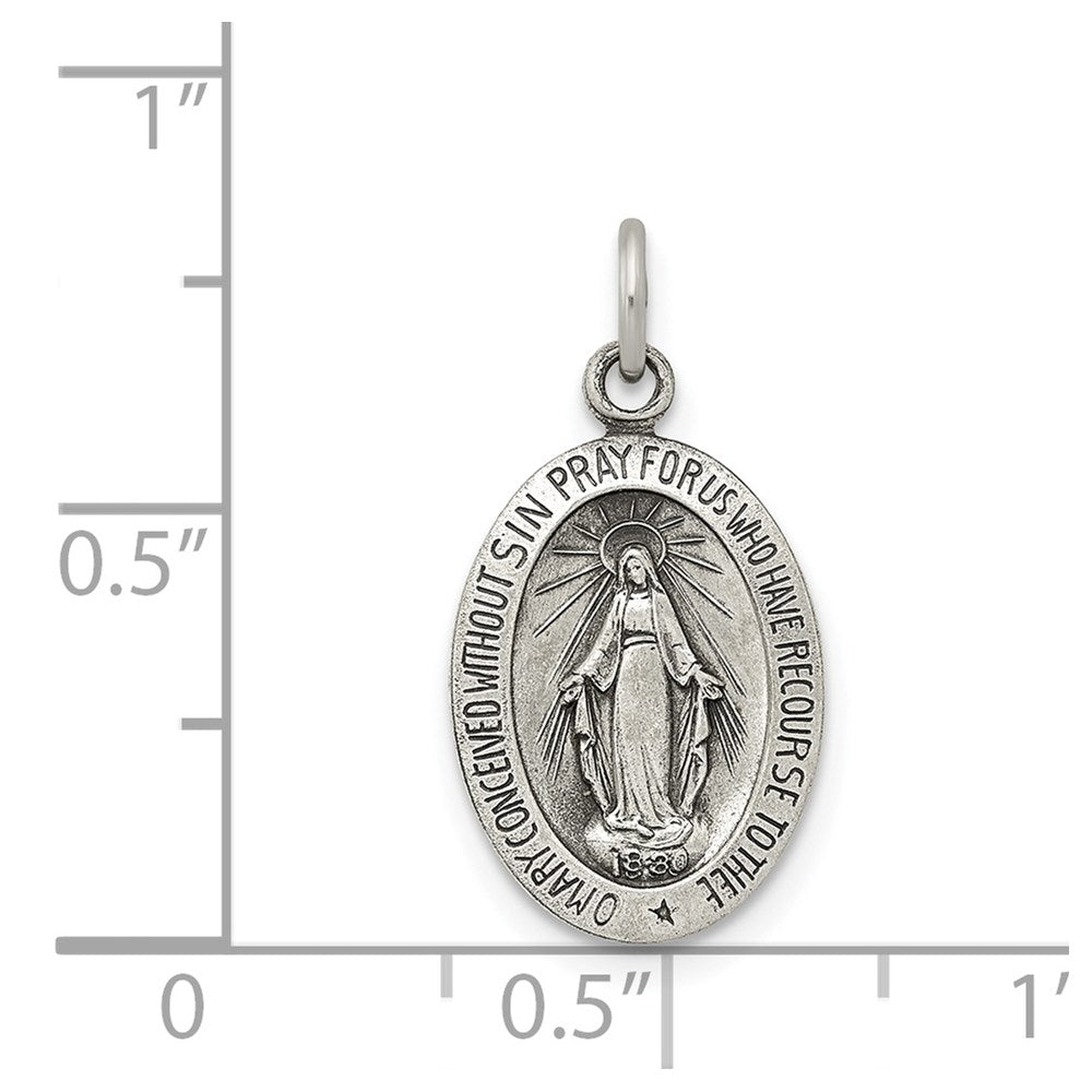 Sterling Silver Antiqued Miraculous Solid Medal QC5520