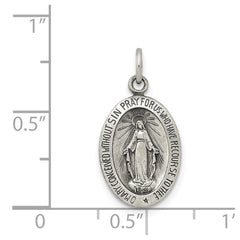 Sterling Silver Antiqued Miraculous Solid Medal QC5520