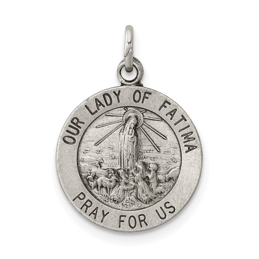 Sterling Silver Antiqued Our Lady of Fatima Medal QC5580