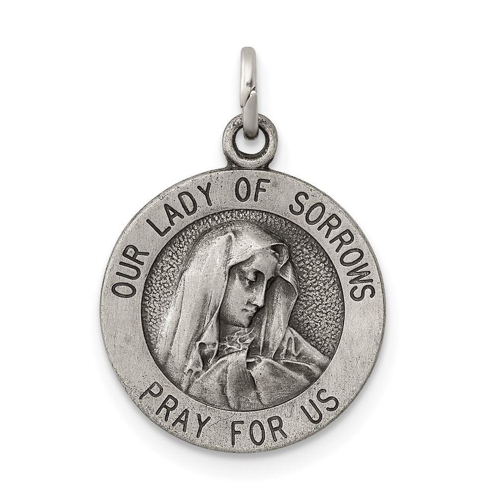 Sterling Silver Antiqued Our Lady of Sorrows Medal QC5581