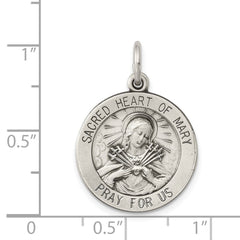 Sterling Silver Antiqued Sacred Heart of Mary Medal QC5586