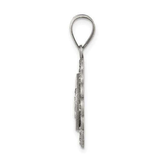 Sterling Silver & CZ Antiqued Blessed Mother Pendant QC5592