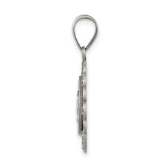 Sterling Silver & CZ Antiqued Blessed Mother Pendant QC5592