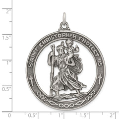 Sterling Silver Antiqued Saint Christopher Medal QC5599