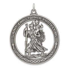 Sterling Silver Antiqued Saint Christopher Medal QC5599