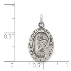 Sterling Silver Antiqued Saint Christopher Medal QC5601
