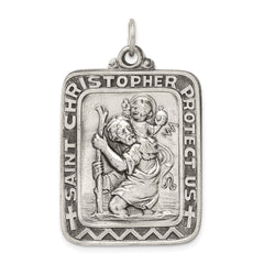 Sterling Silver Antiqued Saint Christopher Medal QC5623