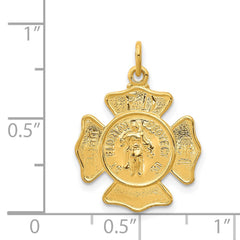 24k Gold-plated Sterling Silver Saint Florian Fireman's Badge Medal QC5665