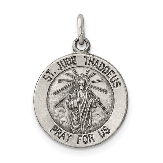 Sterling Silver Antiqued Saint Jude Thaddeus Medal QC5689